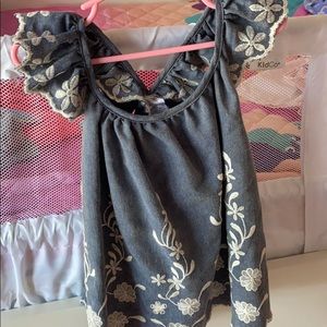 Denim Floral Stitched Dress